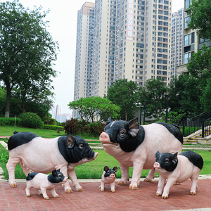 仿真花猪玻璃钢摆件超市餐厅假香猪招财动物模型雕塑庭院子装饰品