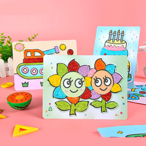 新品纸绳毛线粘贴画彩色包子画儿童幼儿园材m料绳玩diy手工制作小