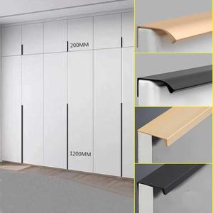 黑色嵌入式超轻长拉手门免打孔衣柜抽屉橱柜欧卡丽子奢现代约简隐