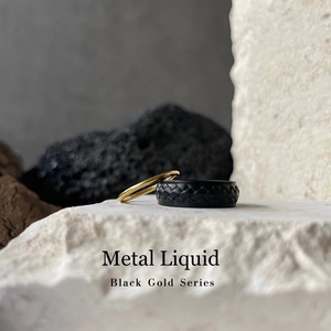 Metal Liquid_黑金系列_新疆和田墨玉编织纹戒指18K金镶嵌