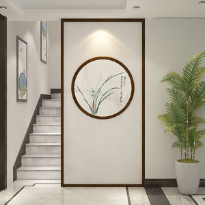 新中式屏风隔断客厅禅意进门入户玄关遮挡现代简约实木隔断背景墙