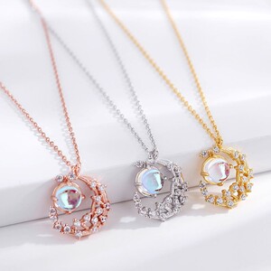 闺蜜项链三人款新款女学生闺蜜项链好姐妹三人项链月亮宝石吊坠锁
