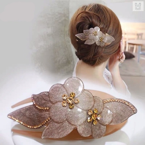 发卡妈妈款优雅大气中老年发夹气质高级假发后脑勺盘头发饰饰品花