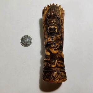 [偶然]藏传佛教手工雕刻牦牛腿骨双臂玛哈嘎啦摆件手把件现货