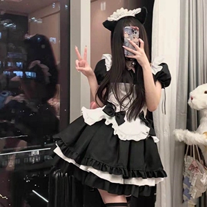 女仆装黑丝cosplay黑白大码佣超性感lolita洛丽塔裙套装萌系纯欲