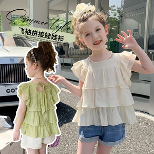 女童韩版娃娃衫上衣夏季2024新款儿童衬衫女宝洋气时髦甜美衬衣夏
