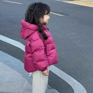女童加厚洋气羽绒服冬季2023新款儿童女宝宝小童短款韩版外套冬装