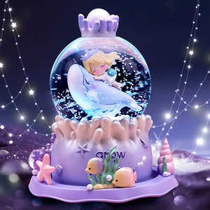 龙新年雪花球儿童水晶球音乐盒女孩生日礼物可旋转海豚八音盒女生