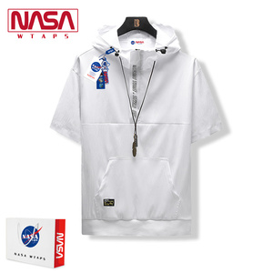 NASA WTAPS冰丝短袖连帽卫衣男夏季薄款潮牌宽松体恤半袖t恤衣服