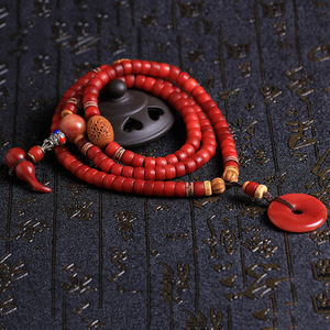 原创设计藏式满血骆驼骨沁血保真108颗佛珠手串男士驼骨手链礼品