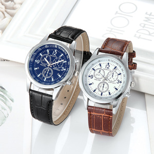 热款时装手表男礼品表石英表时尚蓝光玻璃皮带男士手表商务日历