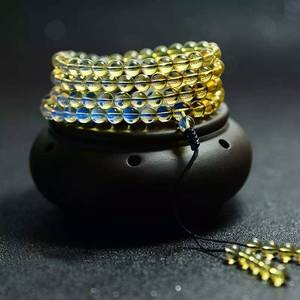 墨西哥二代琥珀蓝珀手串天空蓝净水高蓝珀108颗佛珠手链