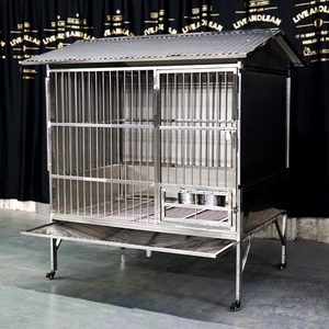 户外小中大型犬狗笼防风防雨室外不锈钢狗笼子带厕所漏斗防寒保暖