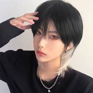 杀马特假发武士网红同款狼尾男女通用挂耳染帅气日系鲻鱼头中性风