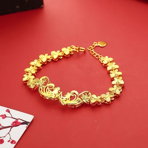 老凤祥云黄金999手链双边凤凰女款花18k婚庆精致新款气质饰品手镯