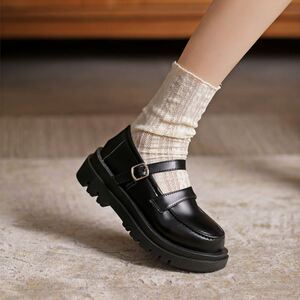 猪腰子鞋小皮鞋女夏季薄款日系jk制服鞋松糕底厚底学院风高跟单鞋