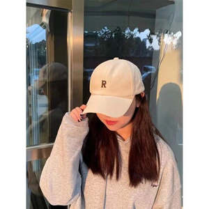梅子色帽子女春夏天韩版百搭ins棒球帽潮时尚防晒贴布r字母鸭舌帽