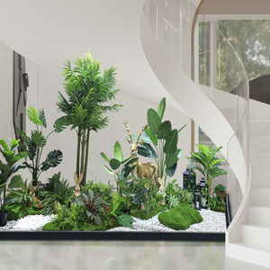仿真绿植造景客厅室内景观墙角田园楼梯转角装饰大型植物盆载组合