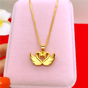 老凤祥云气质新款黄金项链女 久不掉色 日韩饰品天鹅吊坠项链网红