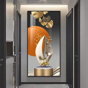 西户玄关装饰画画龙玄关装饰画轻奢风现代简约走廊竖版壁画抽象