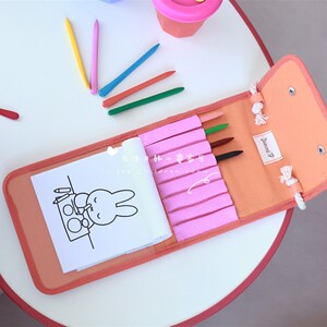 ins出口韩国儿童画笔袋绘画工具包彩笔收纳盒宝宝手工斜挎帆布包