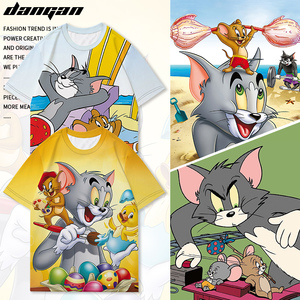 tomandjerry猫和老鼠短袖t恤男女儿童亲子装汤姆和杰瑞半袖上衣服