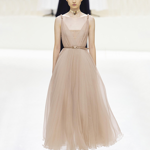 艾幻杉轻奢设计网纱高腰超仙显瘦编织吊带连衣裙22夏装新品走秀装