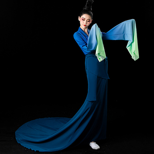 古典舞演出服女飘逸中国风渐变色惊鸿舞水袖舞蹈服装仙女甩袖汉服