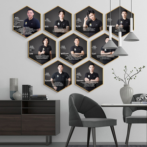 铝合金六边形员工展示墙学校亚克力教师形象墙教练团队简介相框