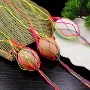 成品立夏幼儿园儿童蛋兜鸡蛋袋编织五彩鸡蛋鸭蛋挂脖蛋毛线编织袋