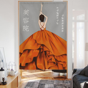 定制logo美容院门帘养生会所美甲商用店铺隔断帘布帘遮挡帘子棉麻