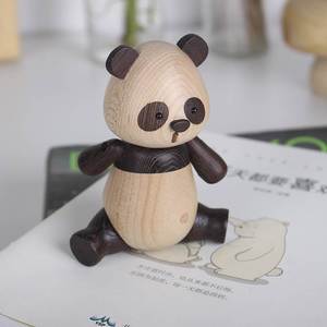 【熊猫胖达】中国元素国宝手工玩偶摆件实木工艺创意礼品创木工房