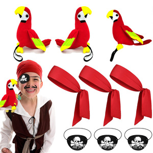 道具挂肩头巾眼罩角色派对加勒比扮演海盗帽子绒布万圣节海盗鹦鹉
