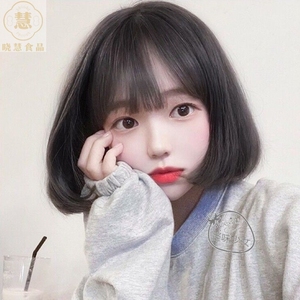 波波头假发女网红锁骨发短发学生齐肩修脸可爱网红个性内扣假发套