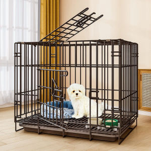 狗笼子小型犬幼犬折叠宠物笼具泰迪比笼子狗狗用品兔笼简约黑