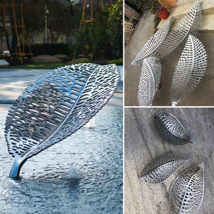 户外不锈钢镂空树叶雕塑酒店售楼处水池水景立体金属叶子装饰摆件