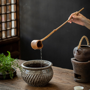 中式复古竹根水勺竹鞭酒提子打酒器长柄舀水勺家用水瓢竹制打酒勺