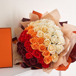 imhuahua52朵橘色玫瑰花花束礼盒创意玫瑰花礼品情人节三八妇女