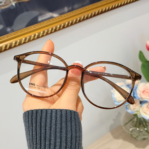 复古超轻韩版tr90茶色眼镜框可配有度数散光眼镜架圆脸近视眼镜女