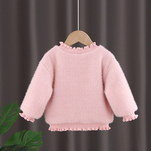 丹尼熊女童加绒卫衣口袋小熊女宝宝秋冬新款加厚外套婴儿洋气打底