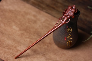 赞比亚血檀雕刻红木发簪送礼新娘结婚礼物文玩汉服中国风特色梳子