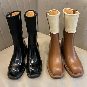 【懒猫nono】拼色百搭马丁靴跟高6cm