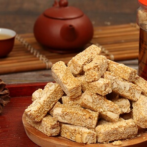 潮汕传统小吃茶点潮州龙湖特产白芝麻黑芝麻条花生酥豆方姜汁软糖