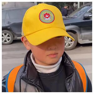 小学生安全小黄帽交通日系儿童定制印logo遮阳防晒幼园渔夫做纯棉