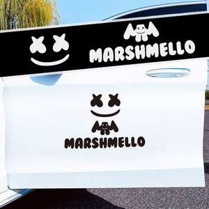 marshmello棉花糖潮牌汽车贴纸电子音乐xx眼笑脸dj遮挡划痕车身贴