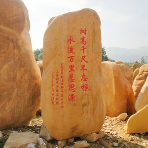 风景石刻字石大石头校训石黄蜡石景观石大型原石奇石自然石村牌石