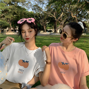 闺蜜装三人纯棉短袖t恤女夏季宽松减龄ins元气少女学生小个子上衣