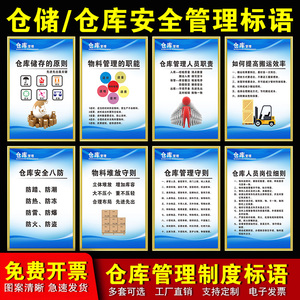 仓库房八防工厂仓库管理人员岗位职责标识牌提示牌规章制度牌墙贴挂图