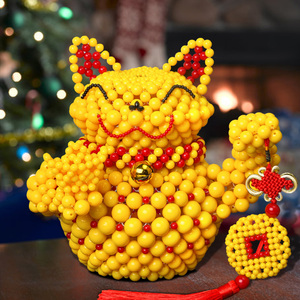 diy手工串珠材编包招财猫存钱罐客厅散珠料织工作装饰品制艺摆件