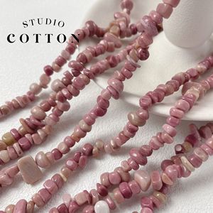 Cotton【微醺玫瑰】红纹石天然不规则碎石串珠DIY手链项链散珠